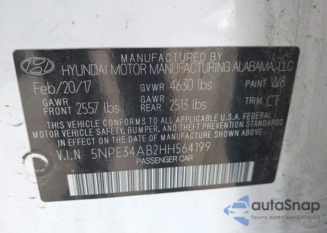 2017 Hyundai Sonata Limited 2.0T из США, поврежденный, VIN 5NPE34AB2HH564199